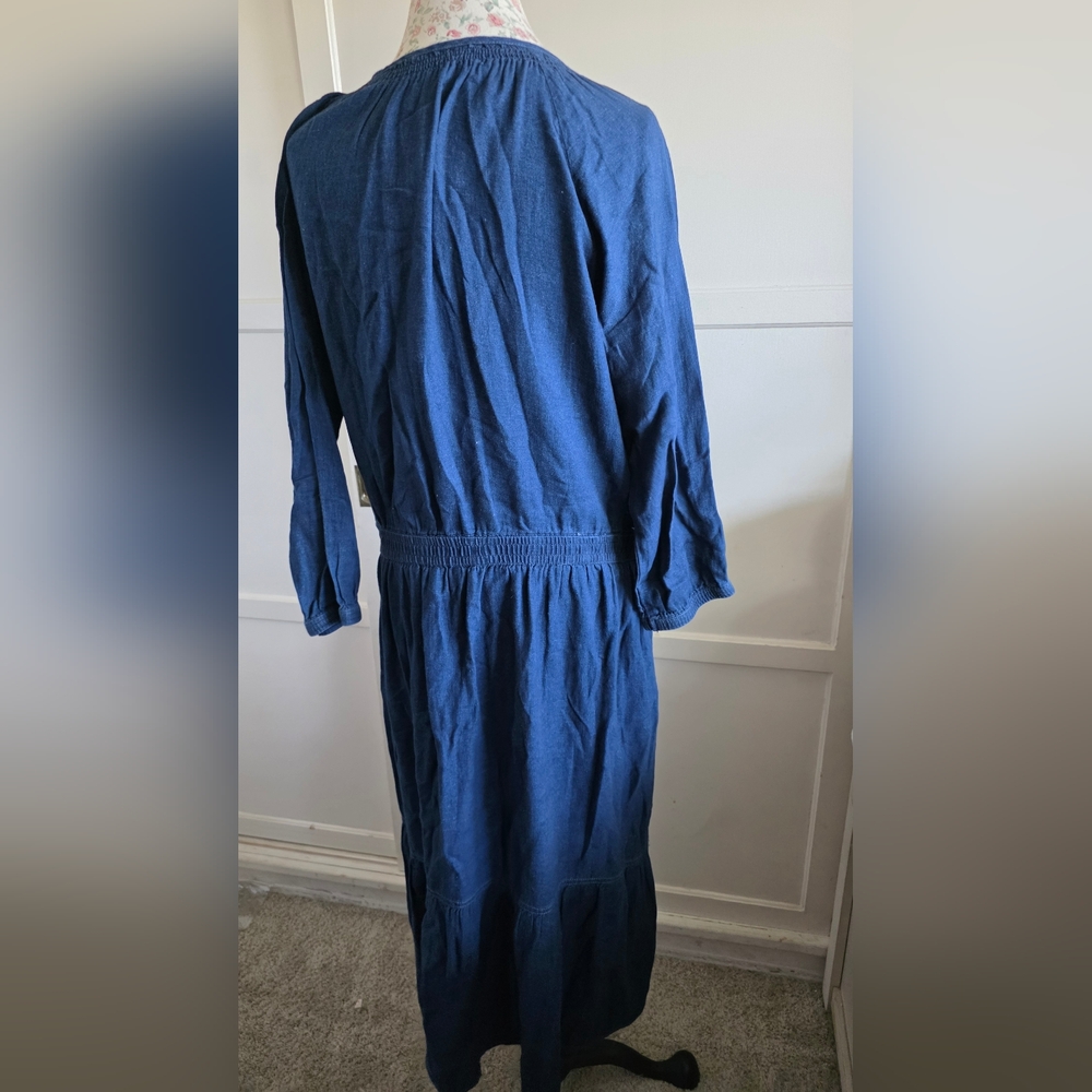 Lauren Ralph Lauren Navy Long Sleeve Dress Size Large - Picture 6 of 10